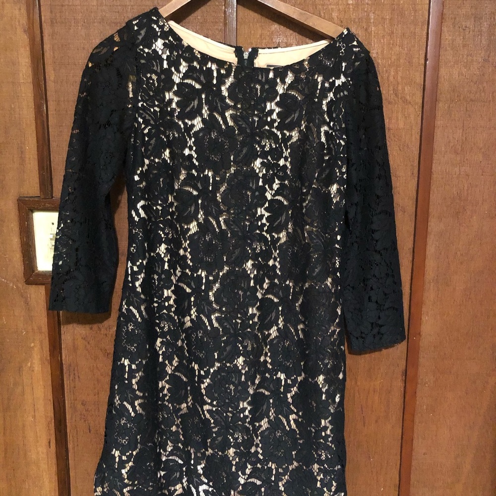 Vince Camuto Black Lace Overlay 3/4 Sleeve dress - Picture 7 of 7